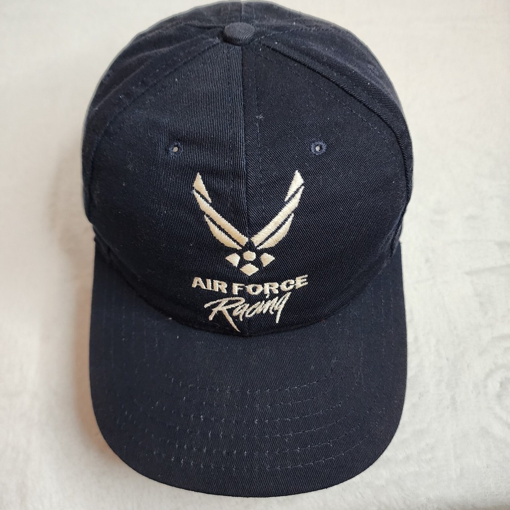 Air Force Racing Hat Men One Size Blue Baseball Cap Flex Fit Made In USA Vintage